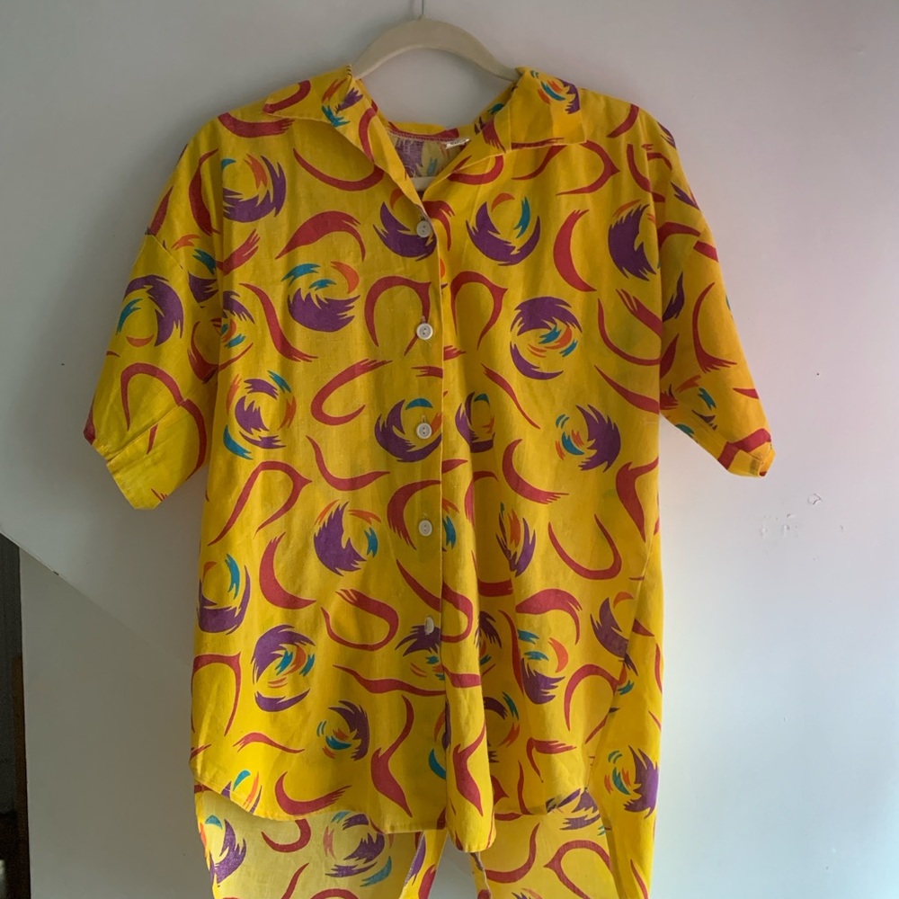 Vibrant Yellow Patterned Shirt